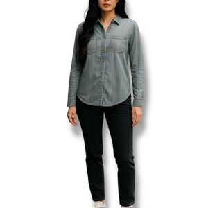 Cloth & Stone Anthropologie Gray Denim Button-Up Shirt – Size Small
